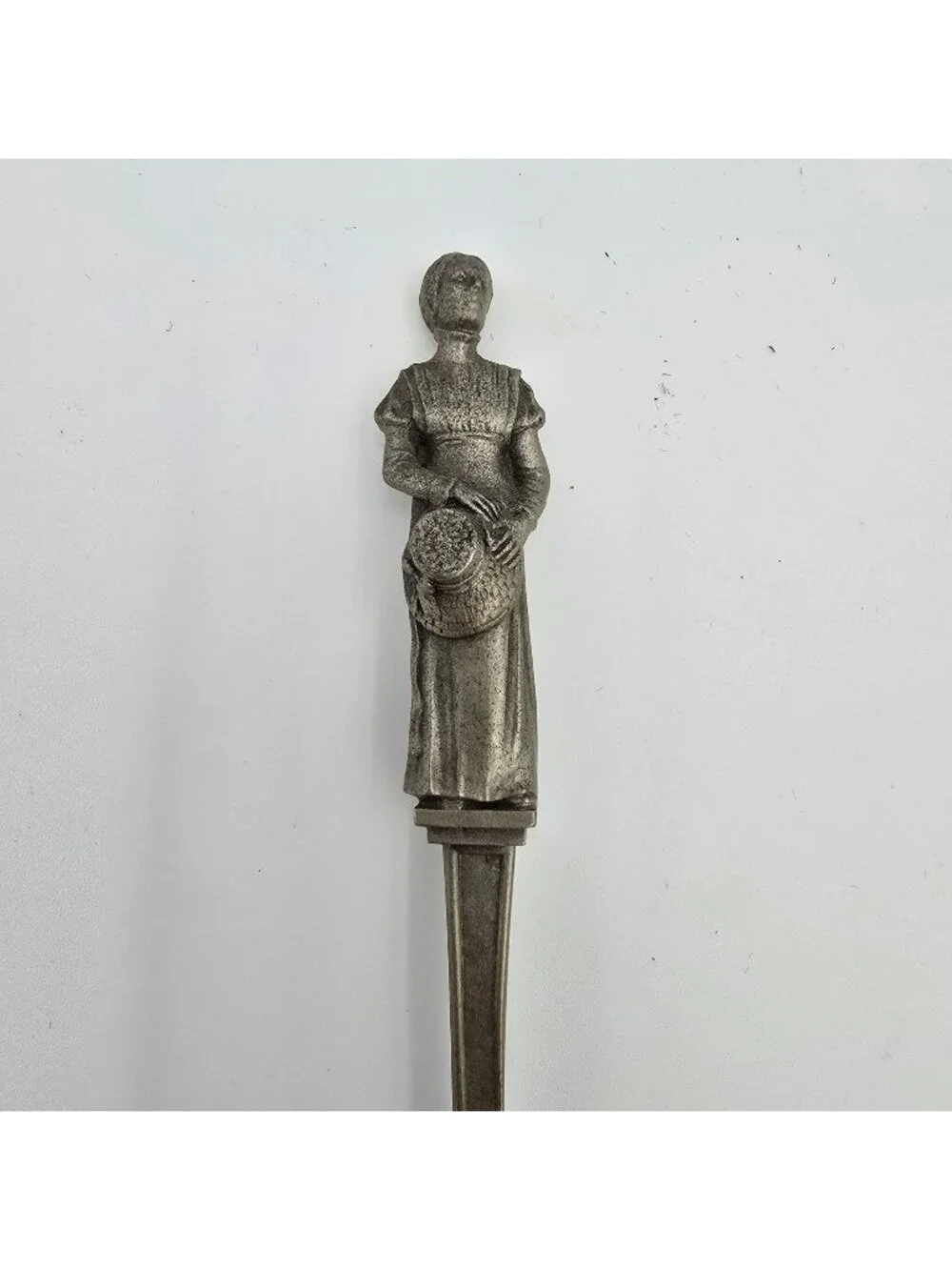 Vintage Pewter Decorative Spoon Holland-Inspired Design Dutch Woman Handle Marke
